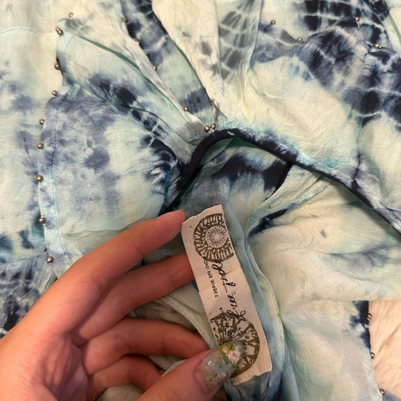 Free People blue ruffle top - Picture 3 of 3